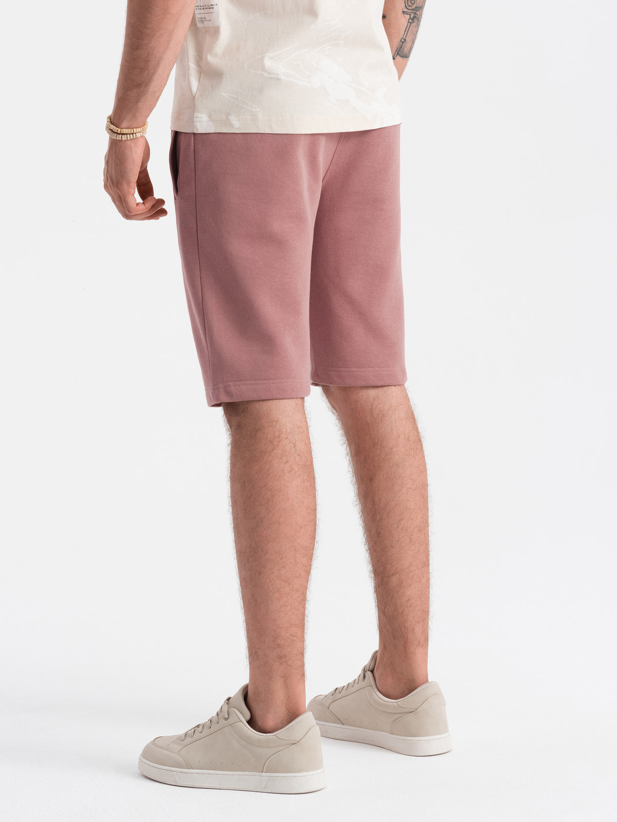Ombre Men&#039;s pre-knee BASIC sweat shorts - dark pink