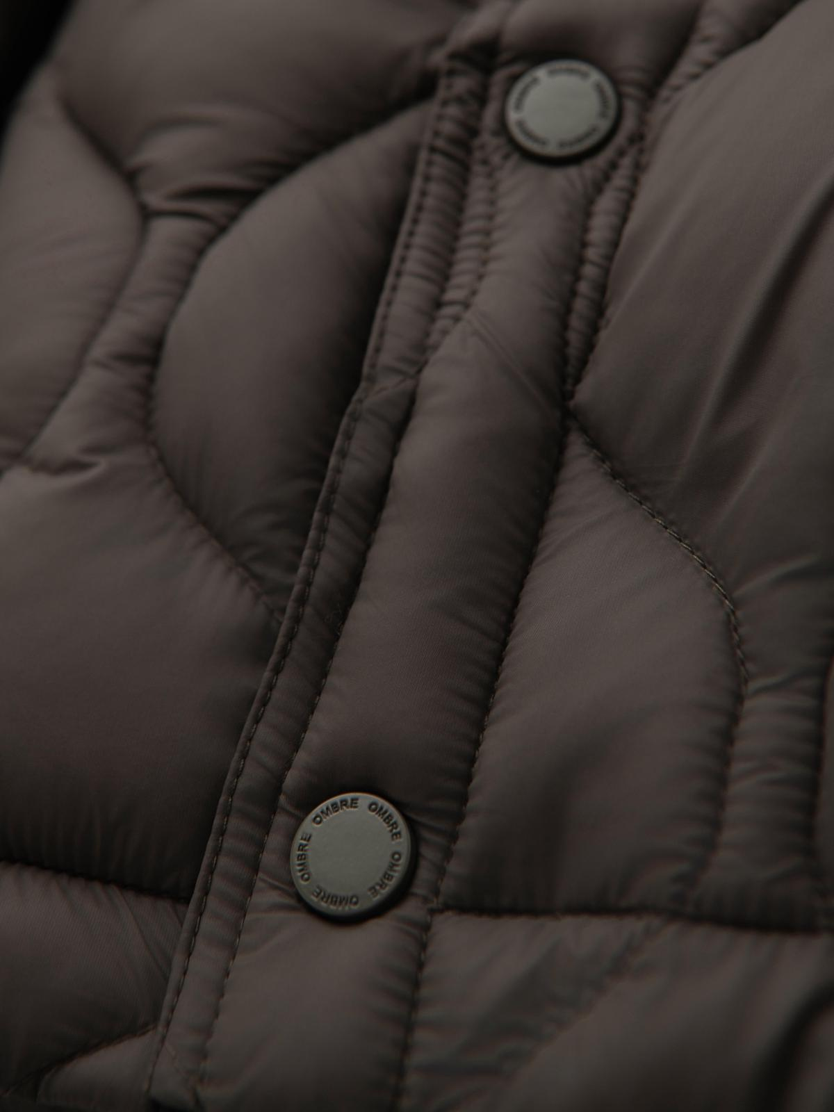 Ombre Men&#039;s quilted jacket in shirt cut - khaki