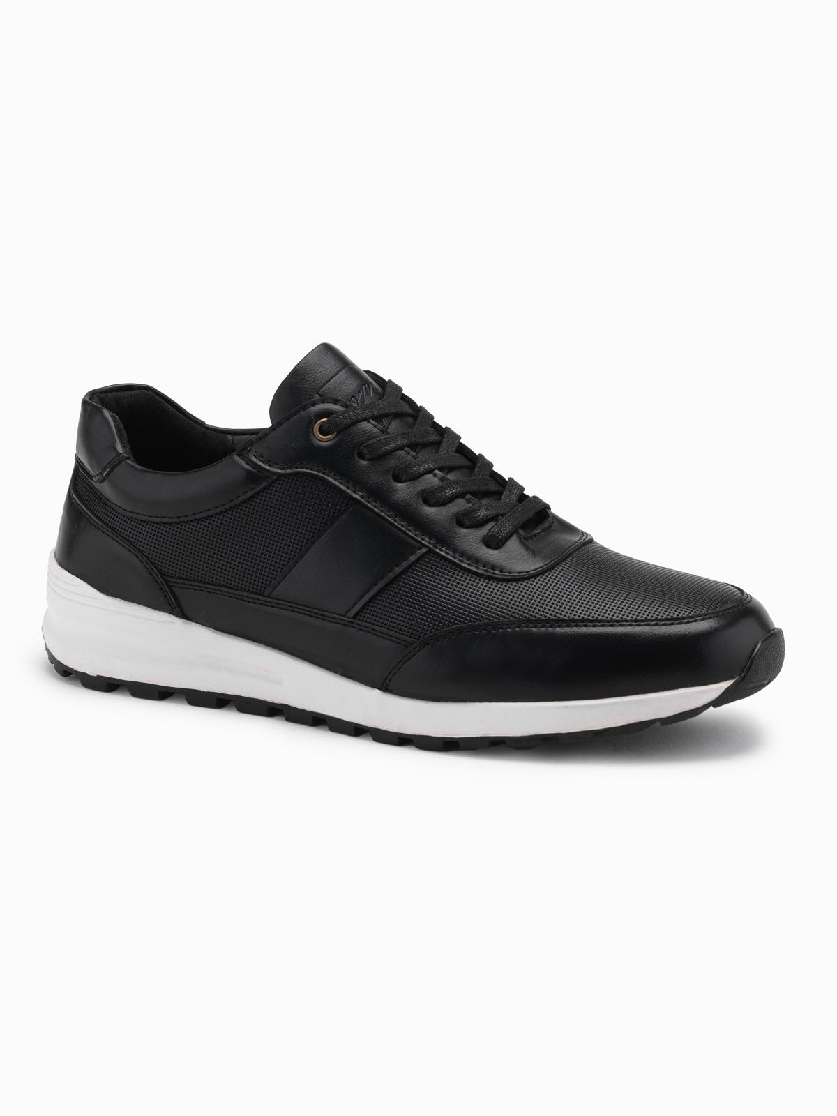 Ombre Men&#039;s eco leather sports sneakers shoes - black