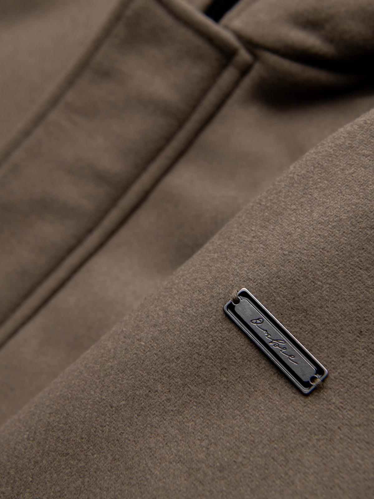 Ombre Men&#039;s parka coat with wool and hood - khaki