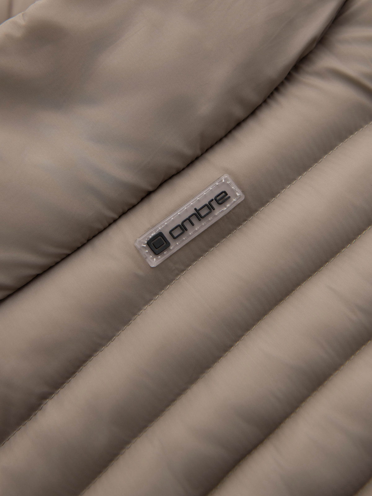 Ombre Men&#039;s quilted jacket with two fasteners - dark beige