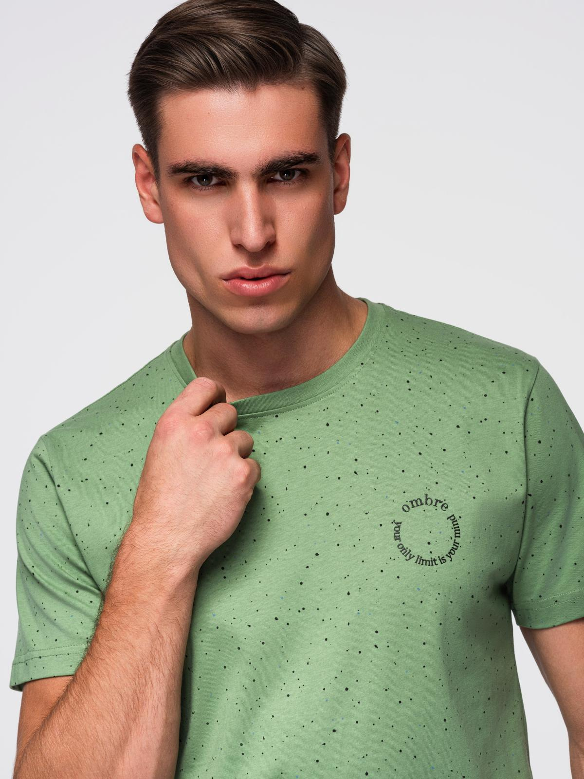 Ombre Men's printed cotton t-shirt with round neckline - green