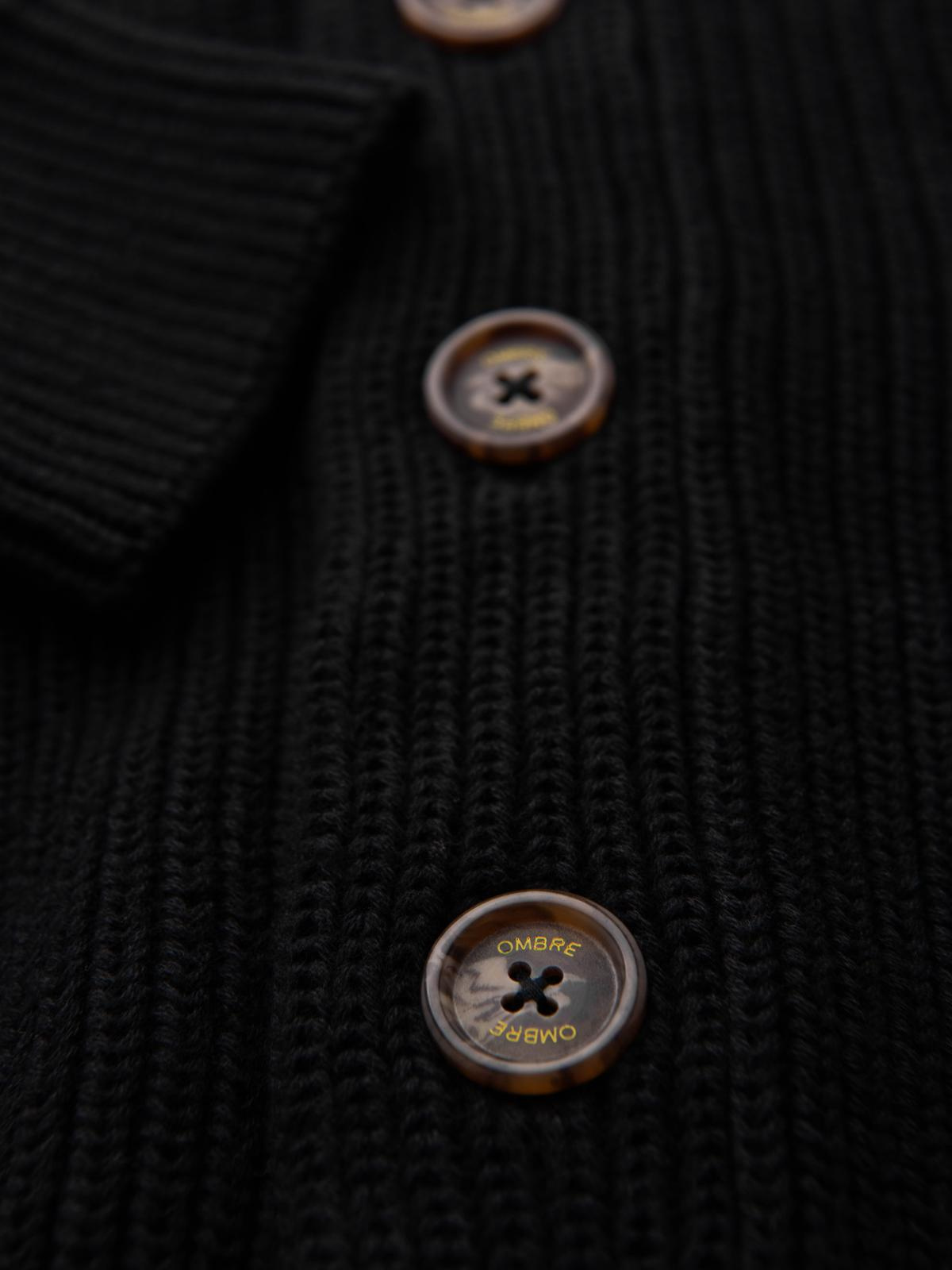 Ombre Men's cotton cardigan sweater with shawl collar - black