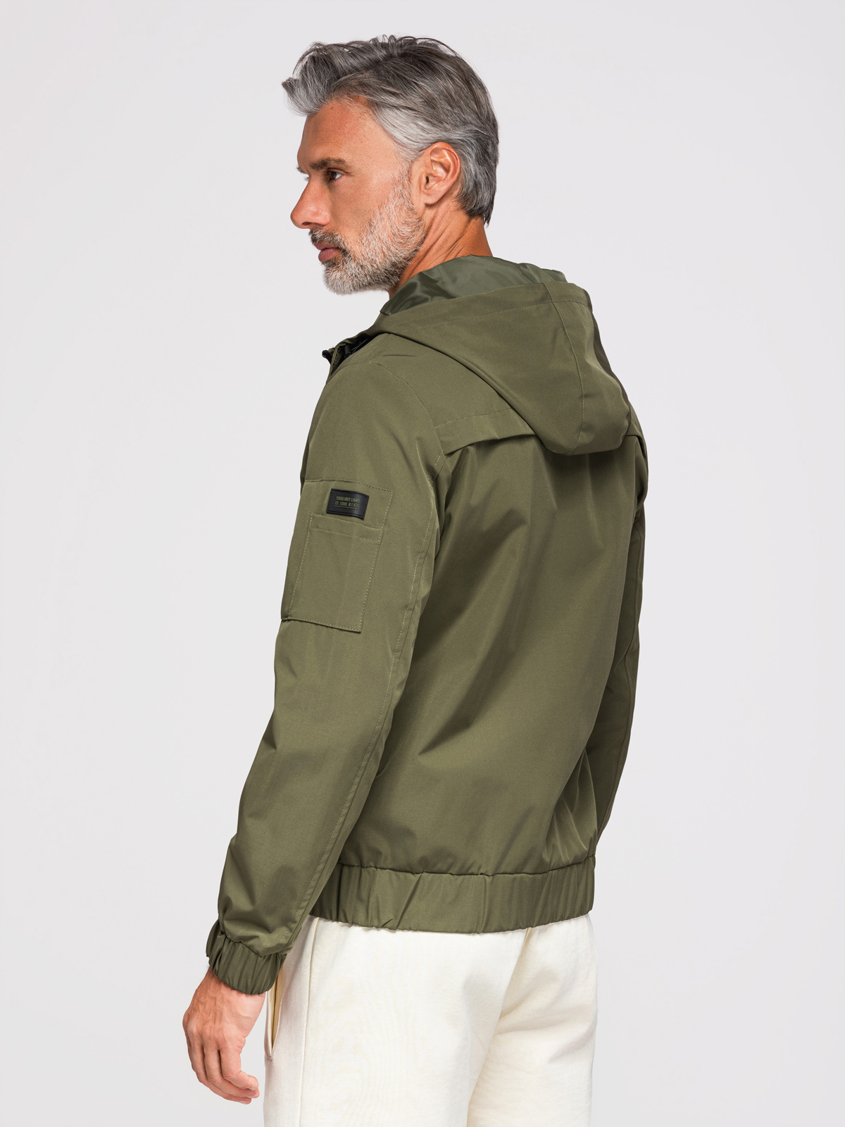 Ombre Men's functional transitional jacket with hood - olive