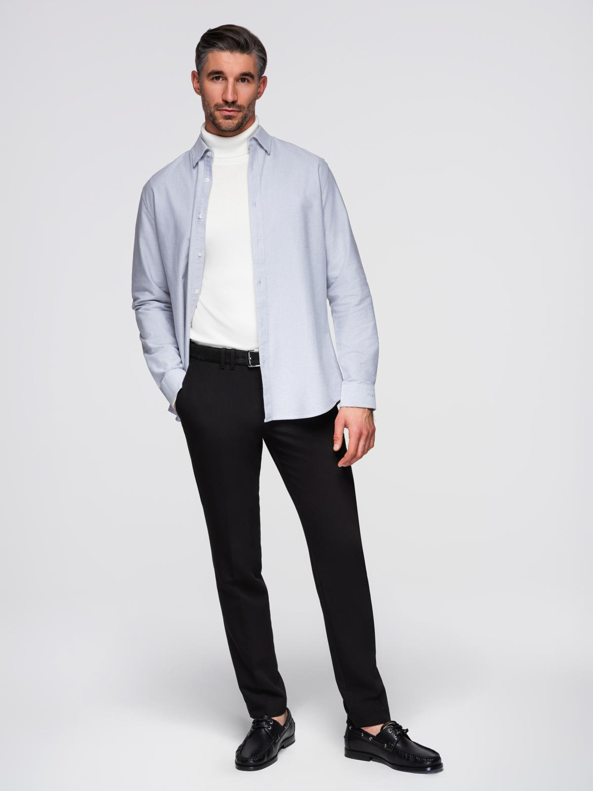 Ombre Elegant men&#039;s oxford shirt with embroidery - blue