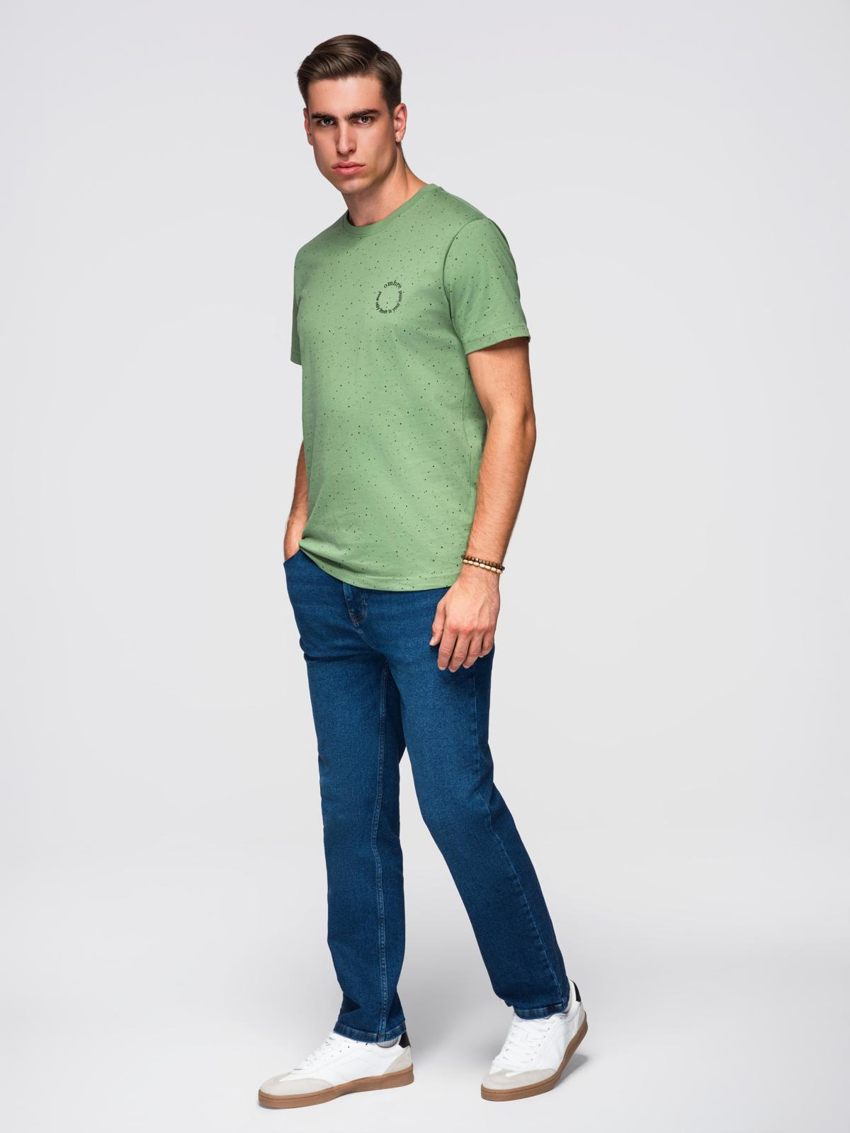 Ombre Men's printed cotton t-shirt with round neckline - green