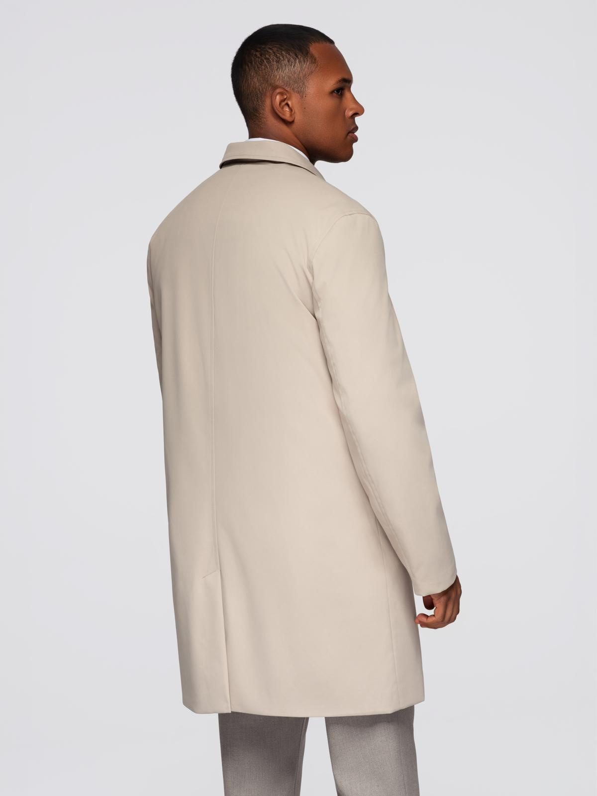 Ombre Men&#039;s minimalist coat with detachable vest - beige