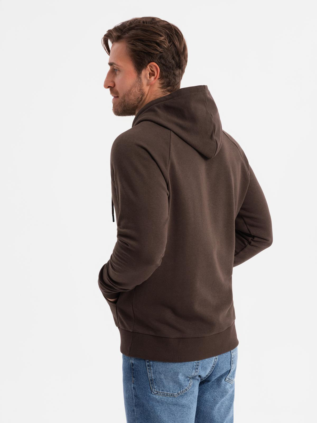 Ombre Men&#039;s Classic Printed Kangaroo Sweatshirt - Dark Brown