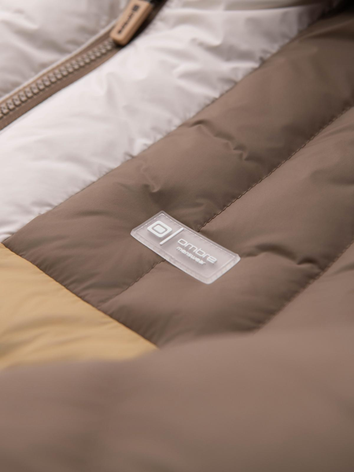 Ombre Colorful retro men&#039;s sports jacket - beige and white