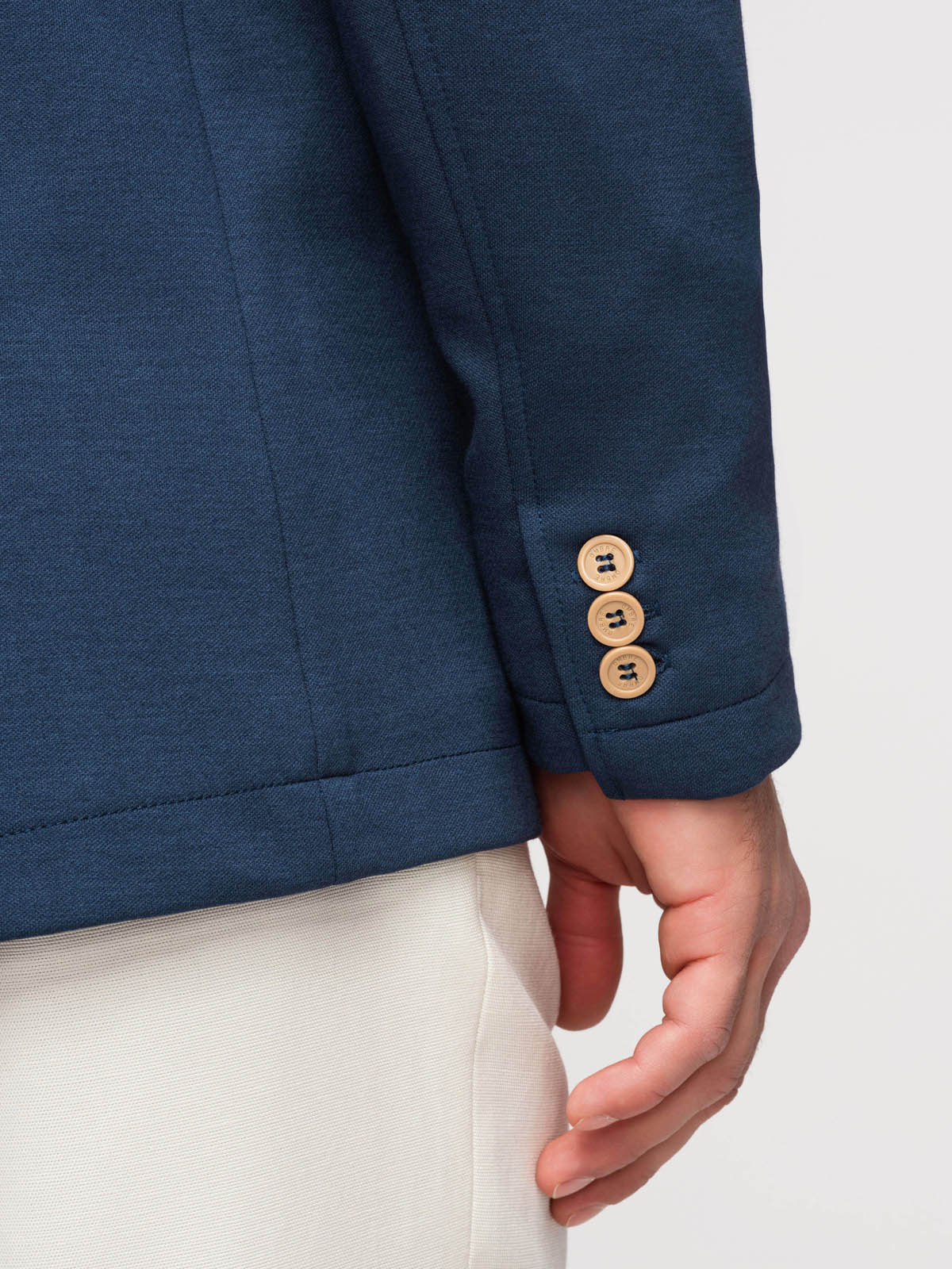 Ombre Men's SLIM knit jacket with subtle texture - dark blue
