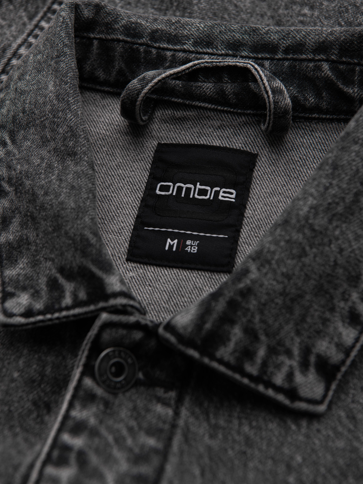 Ombre Men&#039;s denim katana jacket with washem - graphite