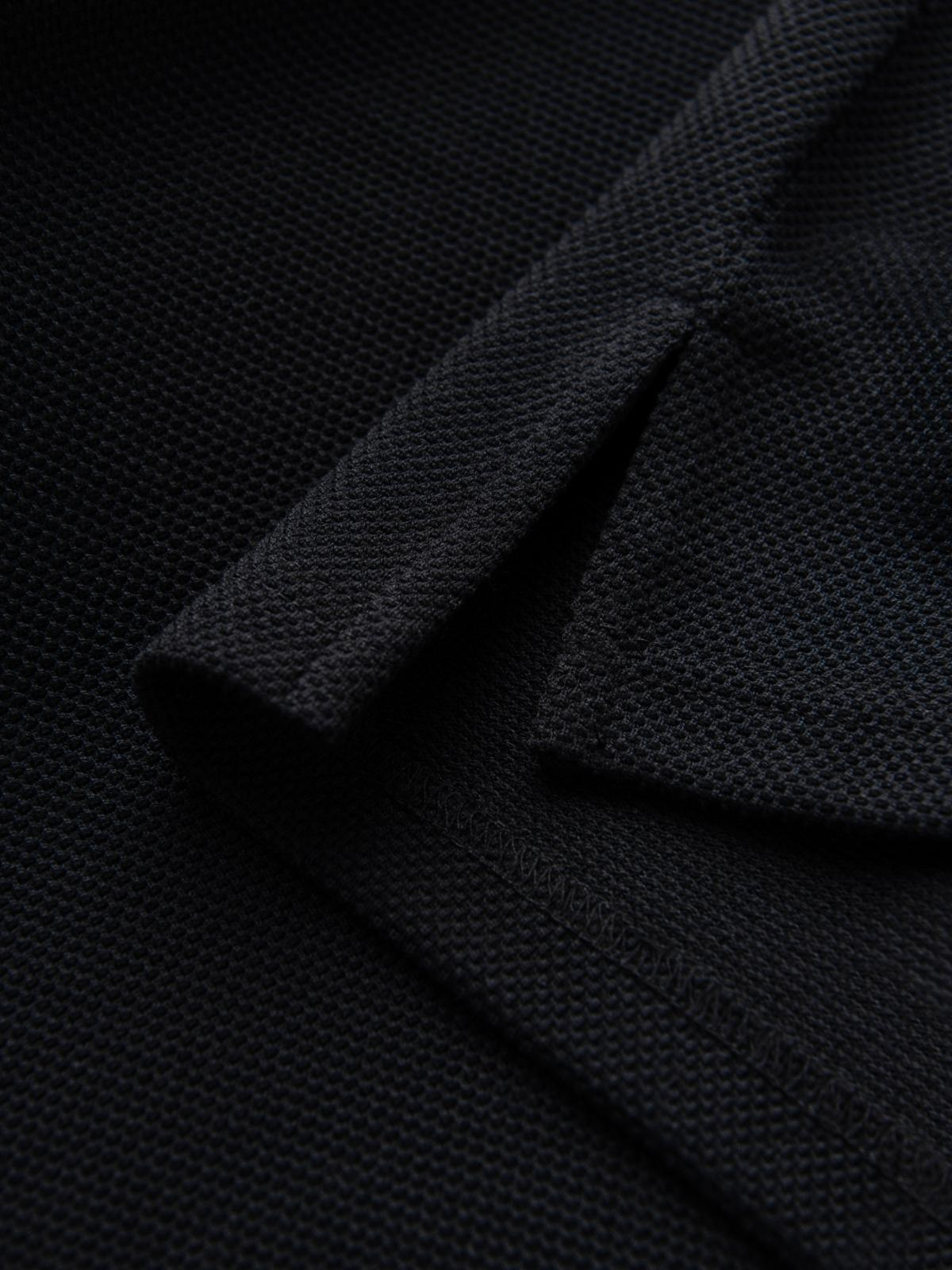 Ombre Structured men's polo longsleeve with patch - black