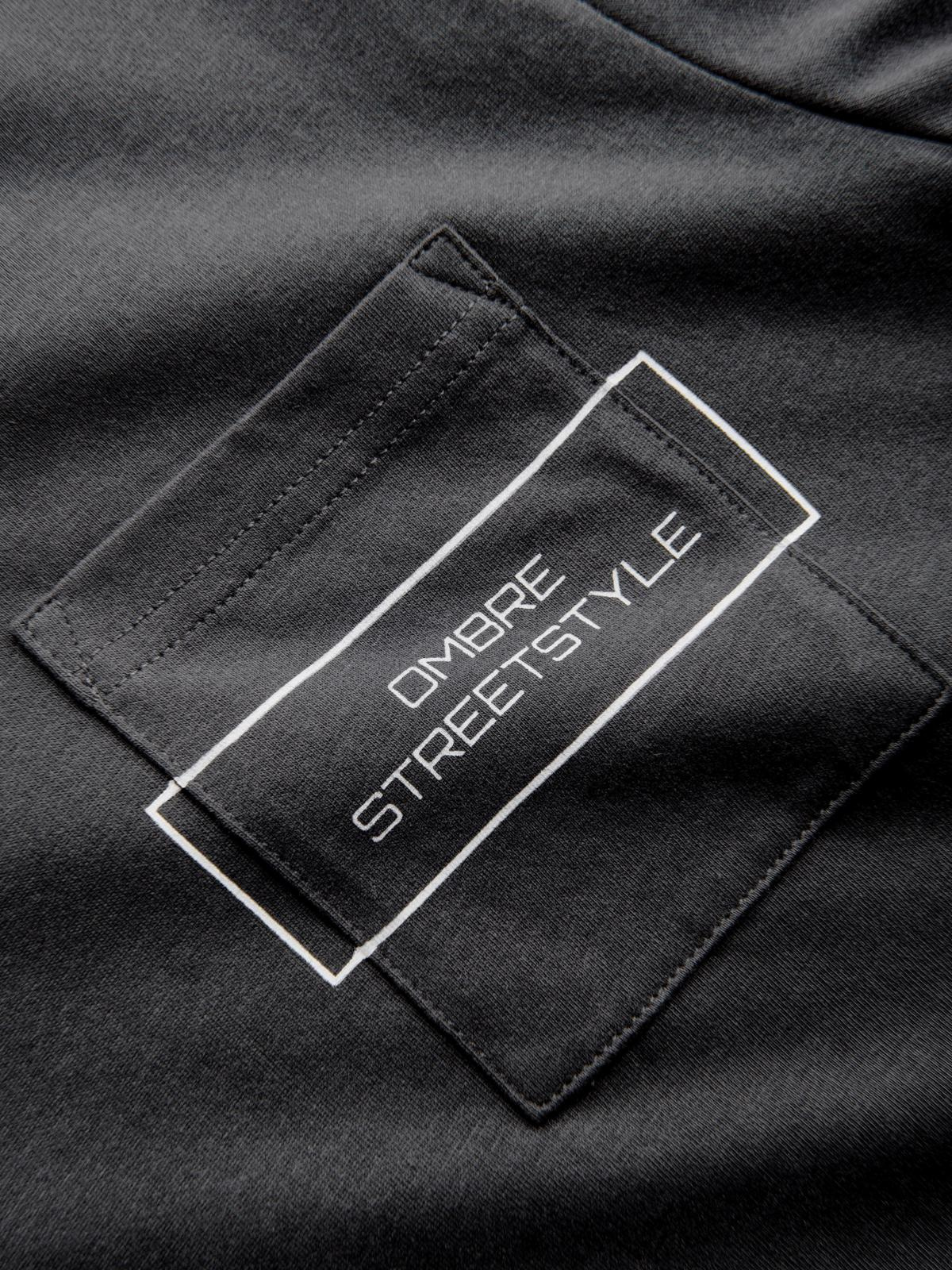 Ombre Streetstyle men's cotton pocket print t-shirt - black