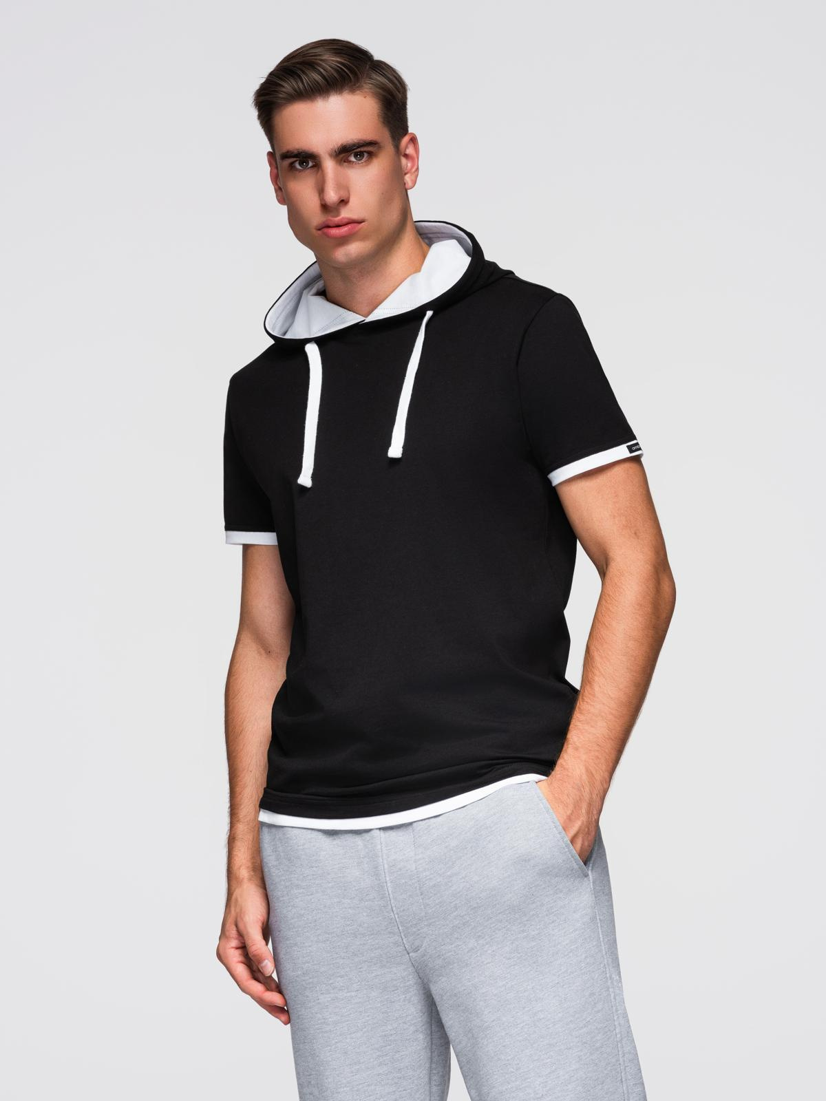 Ombre Men's cotton hooded t-shirt - black