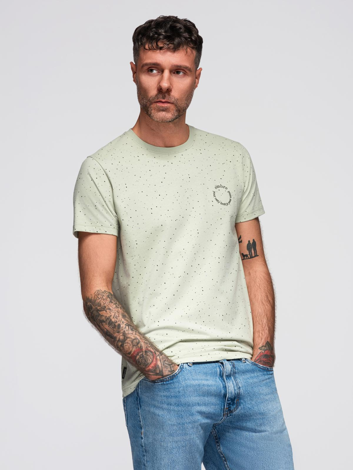Ombre Men's printed cotton T-shirt with round neckline - mint