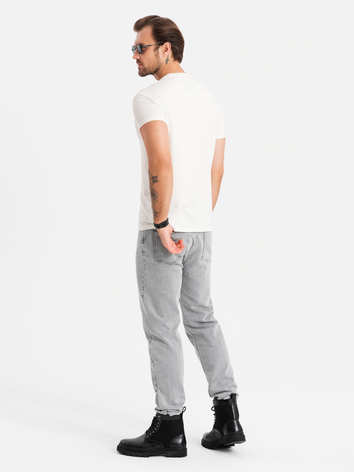 Ombre Men's cotton t-shirt with skull - white