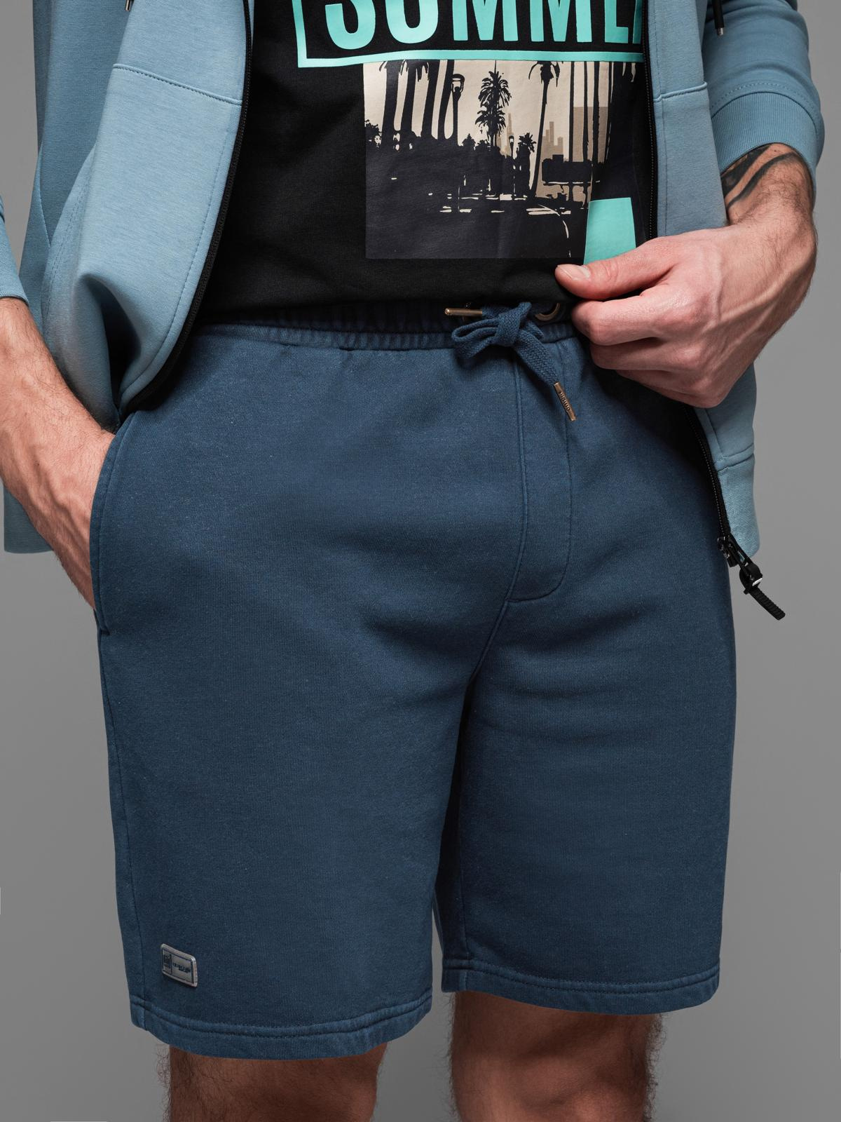 Ombre Men&#039;s RELAXED FIT short sweat shorts in athleisure style - navy blue