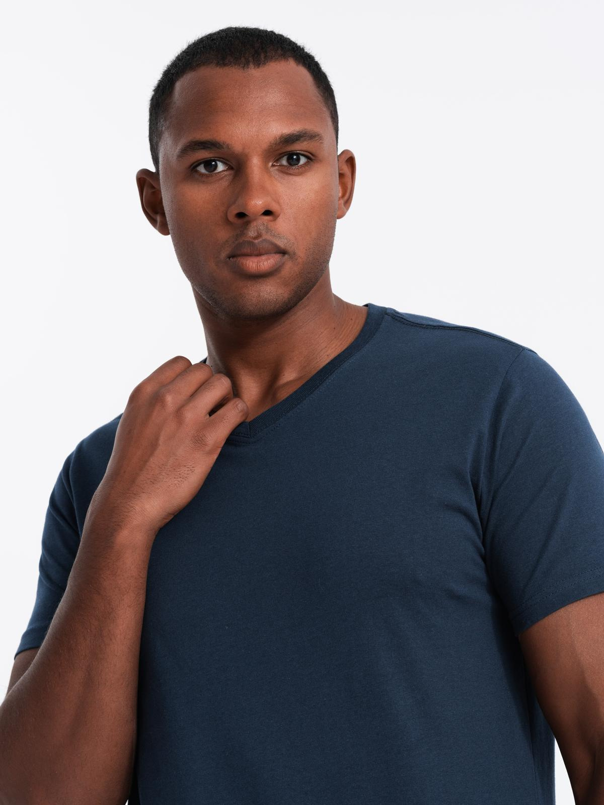 Ombre BASIC men's cotton V-neck T-shirt set - white/sand/green