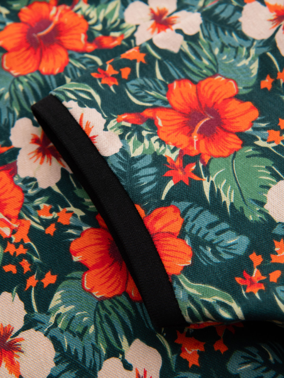 Ombre Cotton polo shirt with floral print - black