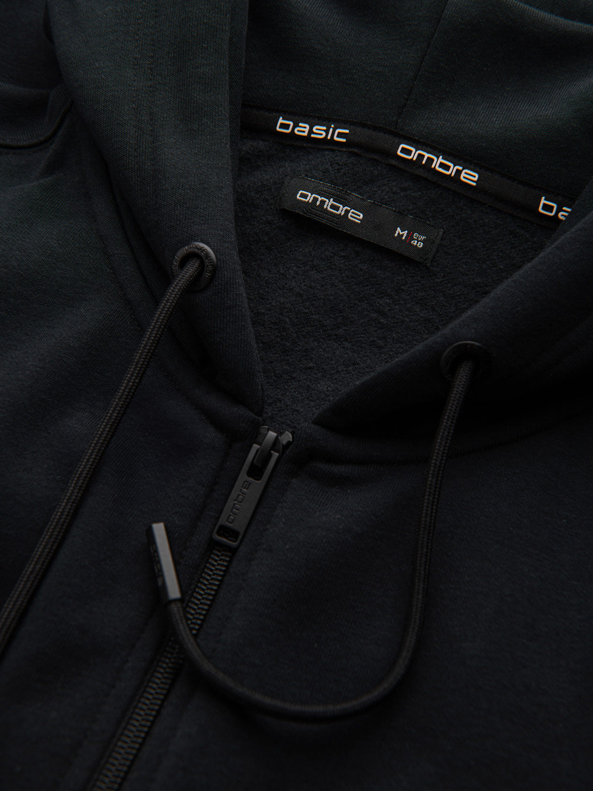 Ombre Men's unbuttoned BASIC sweatshirt - black