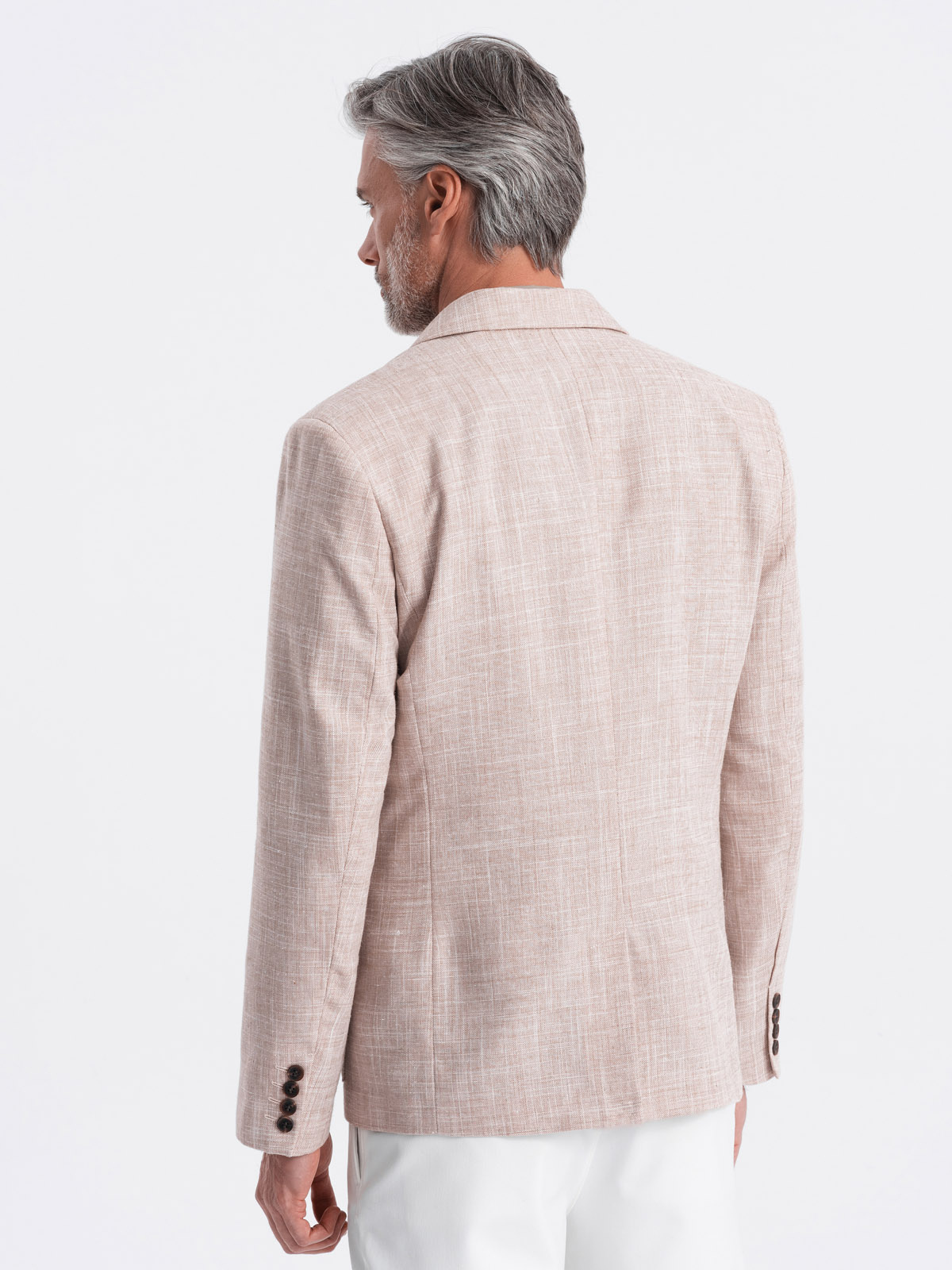 Ombre Men&#039;s REGULAR cut jacket with linen - light beige