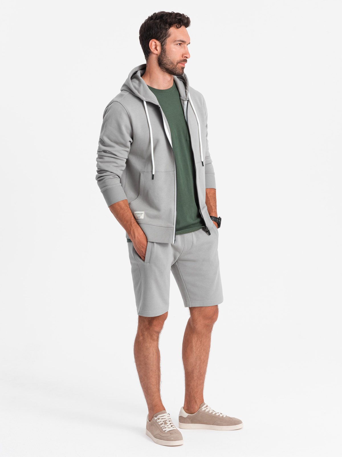 Ombre Men's sweatshirt set unbuttoned sweatshirt + shorts