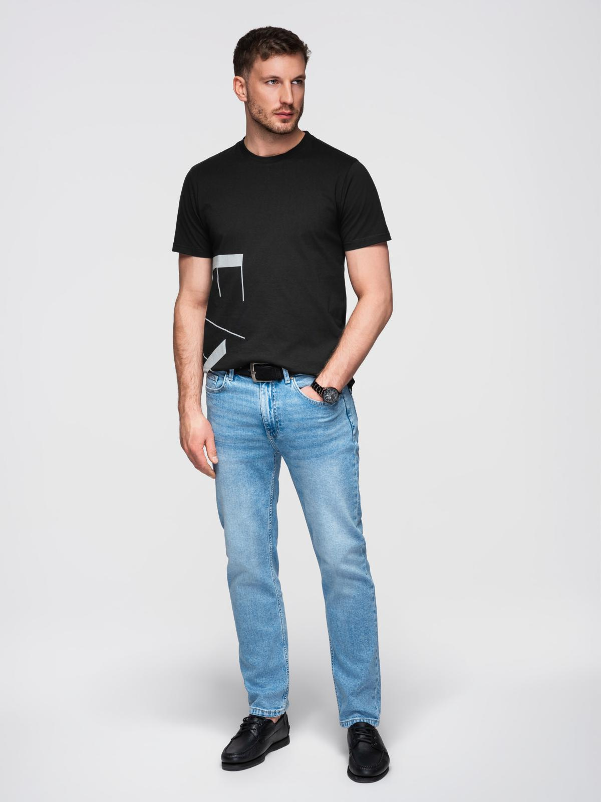 Ombre Men's cotton jersey T-shirt with large side lettering - black