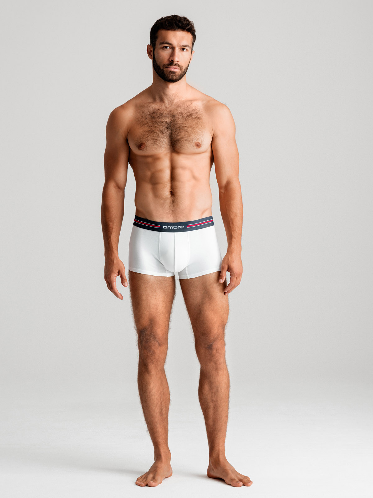 Ombre Classic fit men&#039;s boxer shorts with striped elastic band - 3 pack mix OM-UNBO