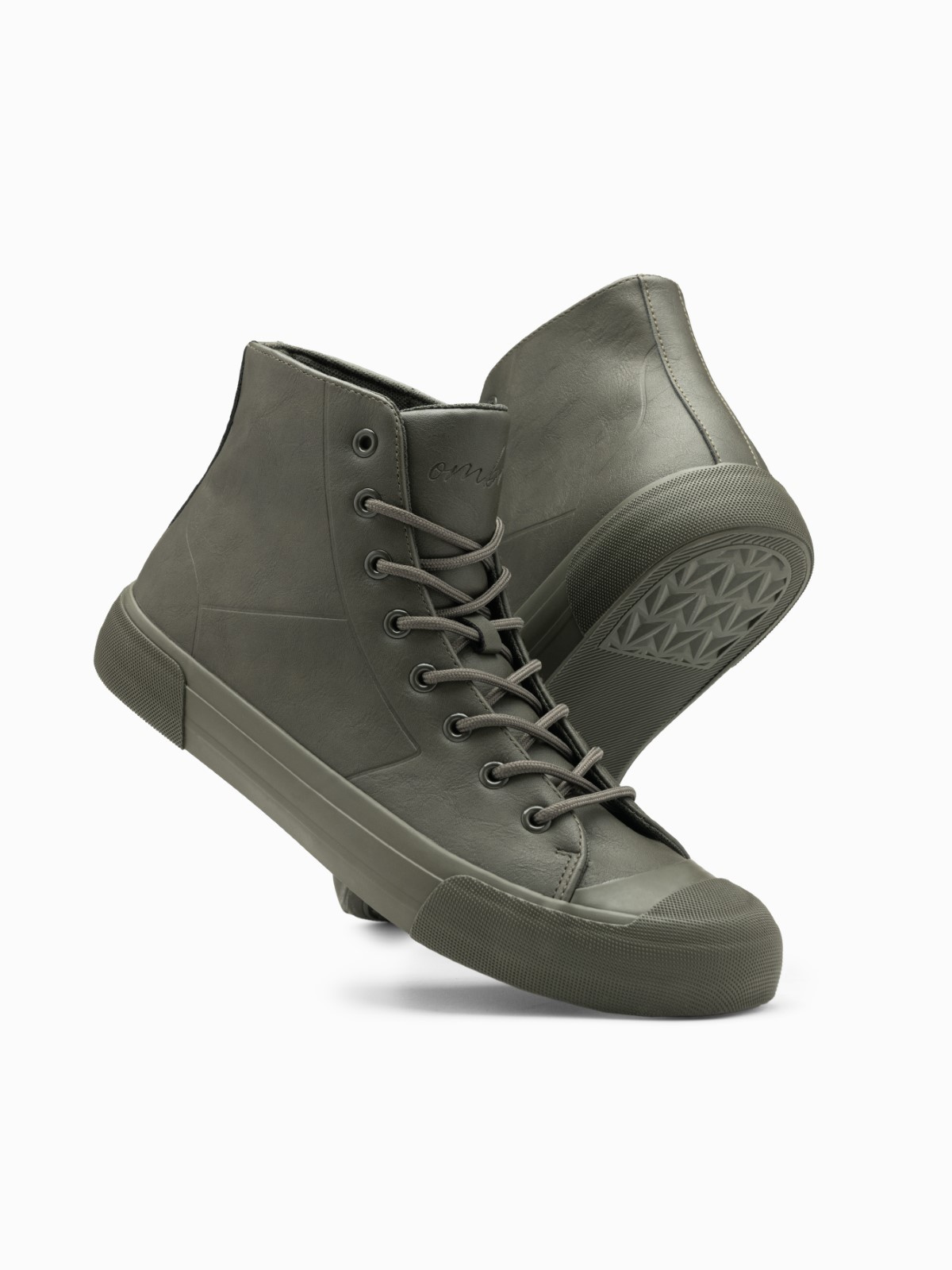 Ombre Men's High-top Sneakers With Rubber Toecap - Olive