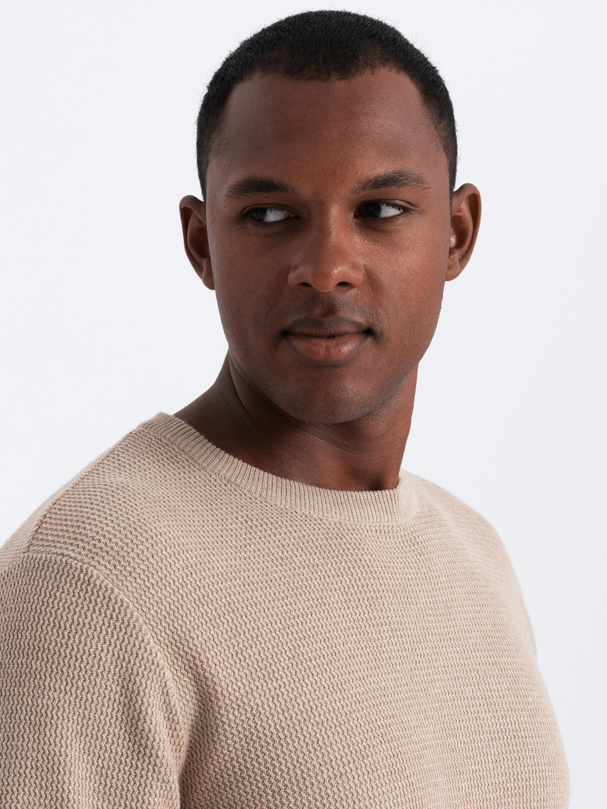 Ombre Men's mélange structured knit sweater - sand