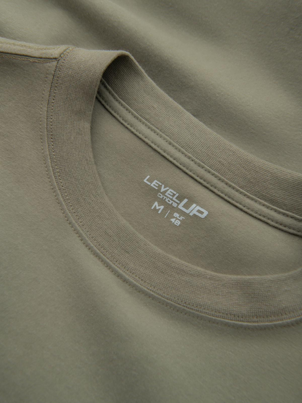 Ombre Men's cotton longsleeve LOOSE FIT with round neckline - khaki