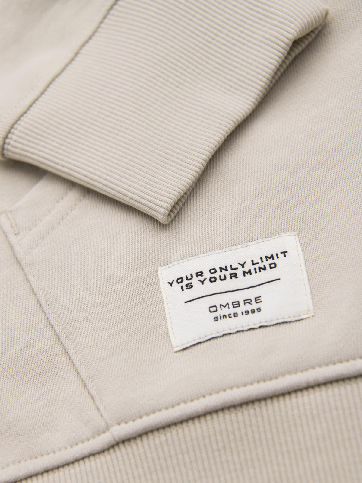 Ombre BASIC men&#039;s unbuttoned hooded sweatshirt - light beige