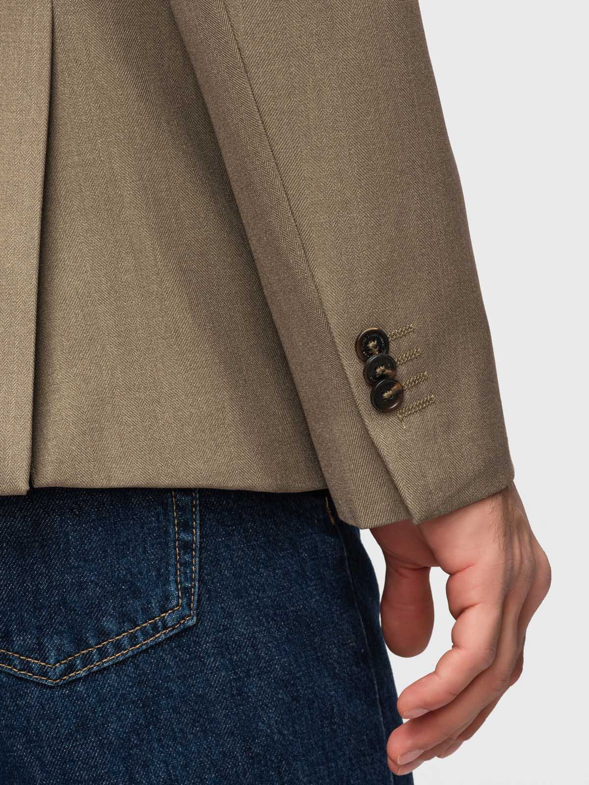 Ombre Men's elegant SLIM FIT jacket with rayon - olive