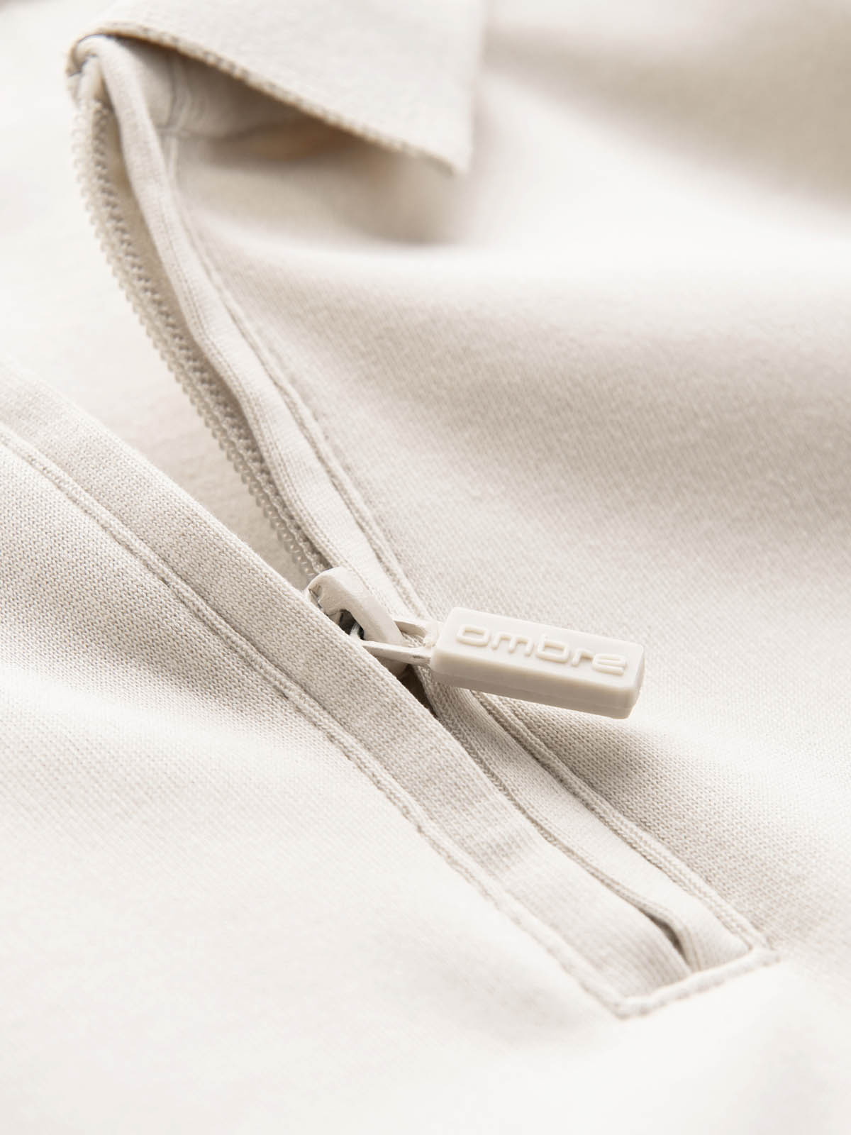 Ombre Men&#039;s polo longsleeve with zippered collar - cream