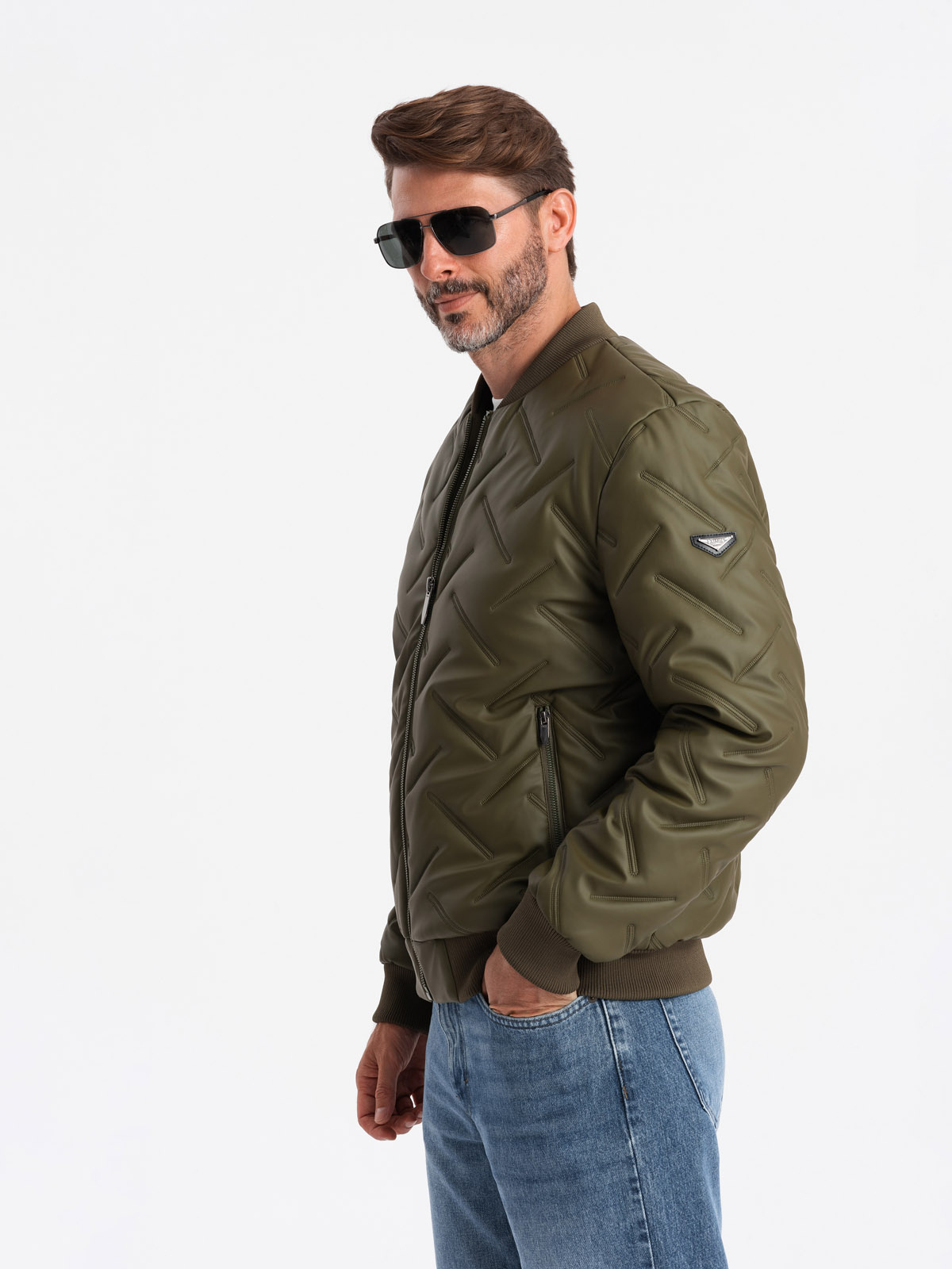 Ombre Men&#039;s embossed bomber jacket - olive