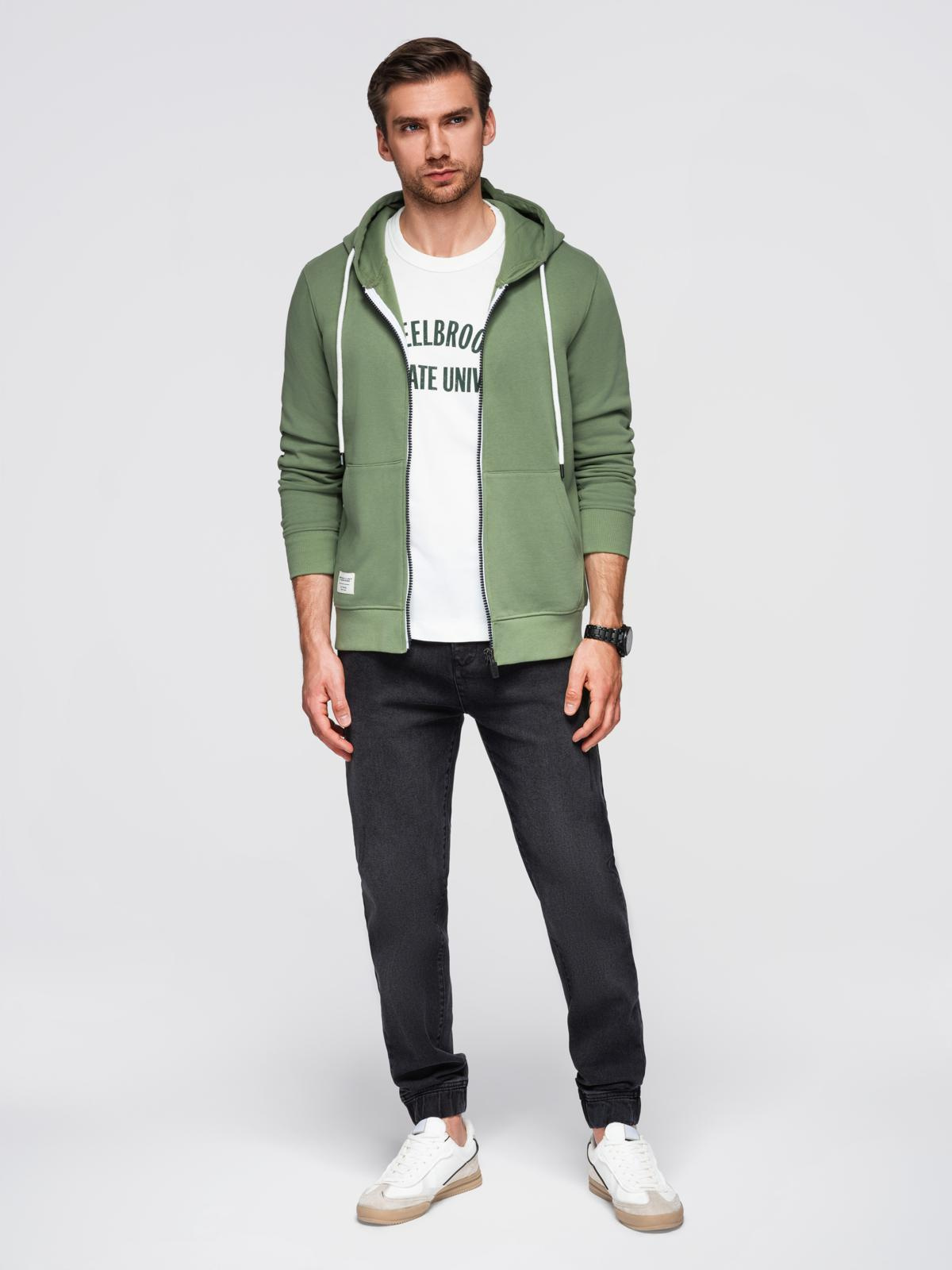 Ombre BASIC men&#039;s unbuttoned hooded sweatshirt - green