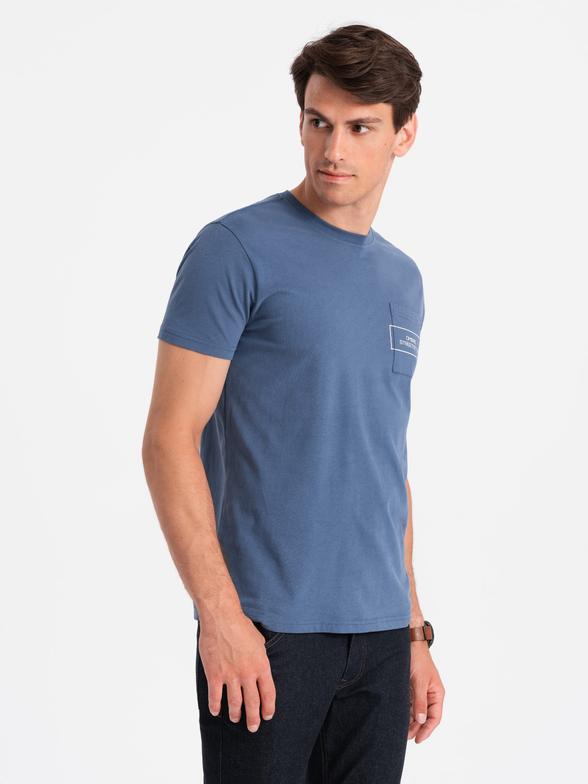 Ombre Streetstyle Men's Cotton Pocket Print T-shirt - Indigo