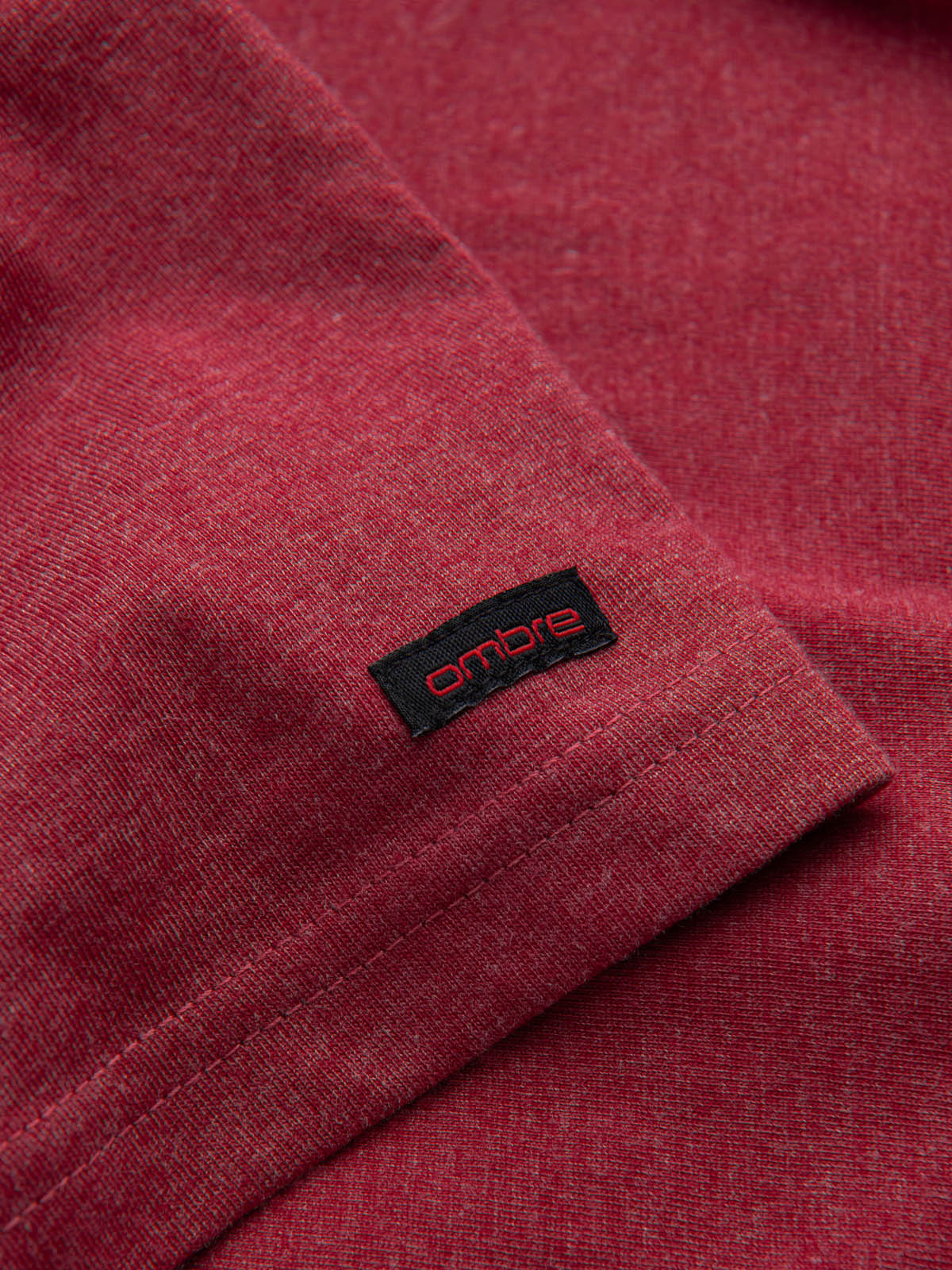 Ombre Men's T-shirt with round henley neckline - red