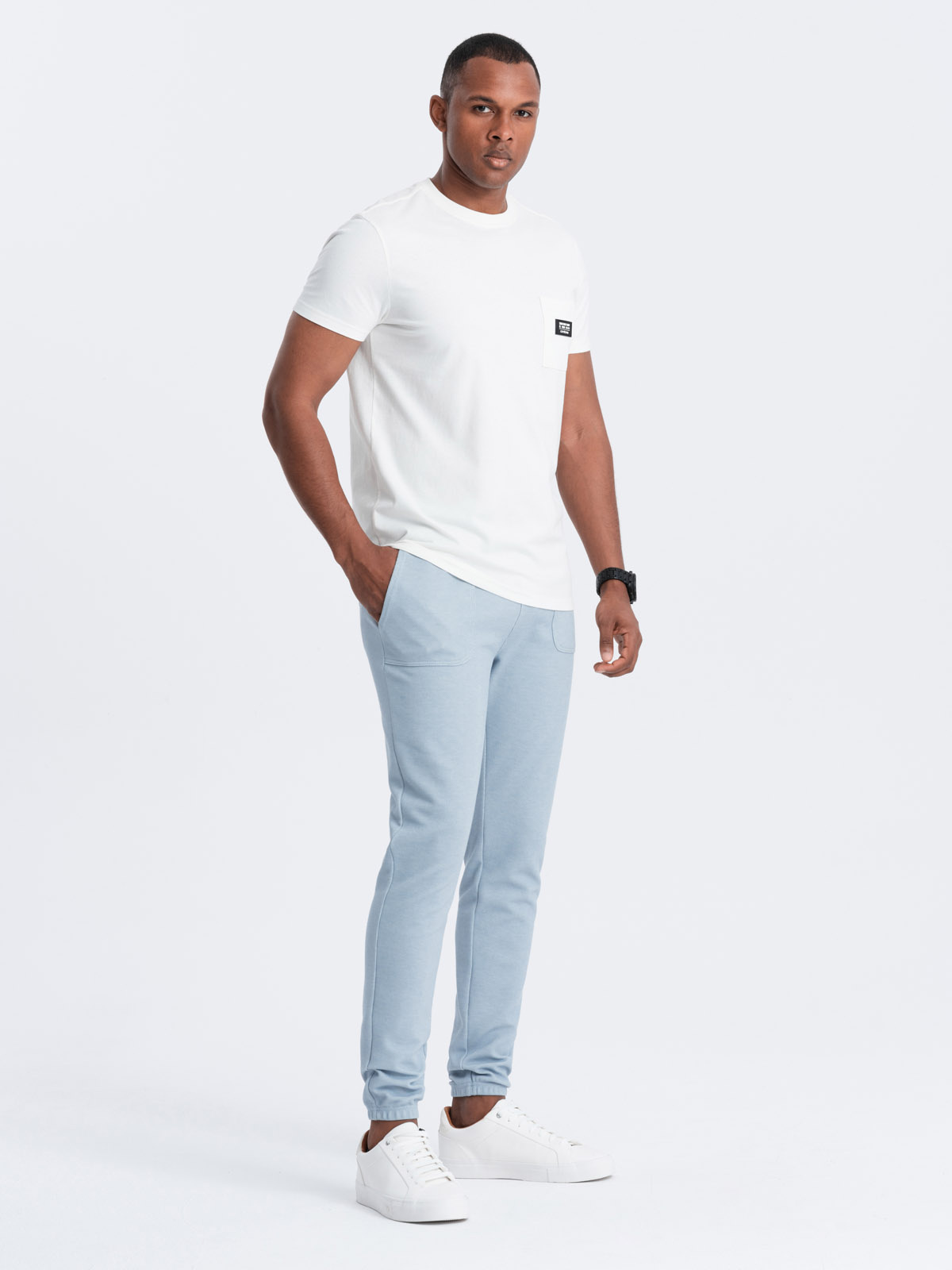 Ombre Men&#039;s structured knit sweatpants - light blue