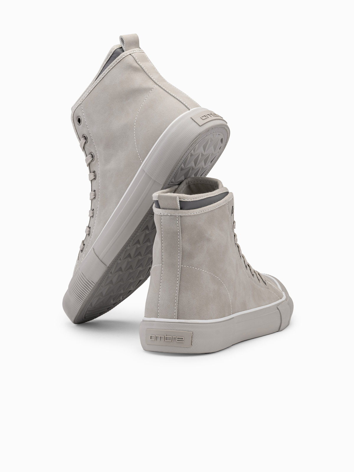 Ombre Men&#039;s high boots sneakers with decorative trim - ash