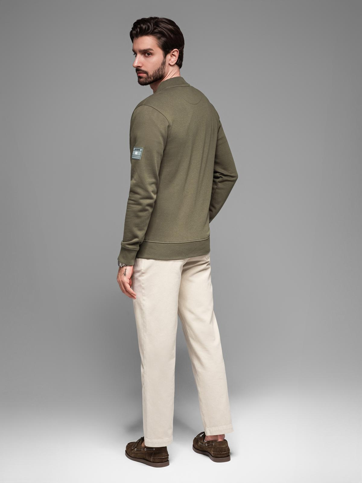 Ombre Cotton unbuttoned men&#039;s sweatshirt bomber - khaki