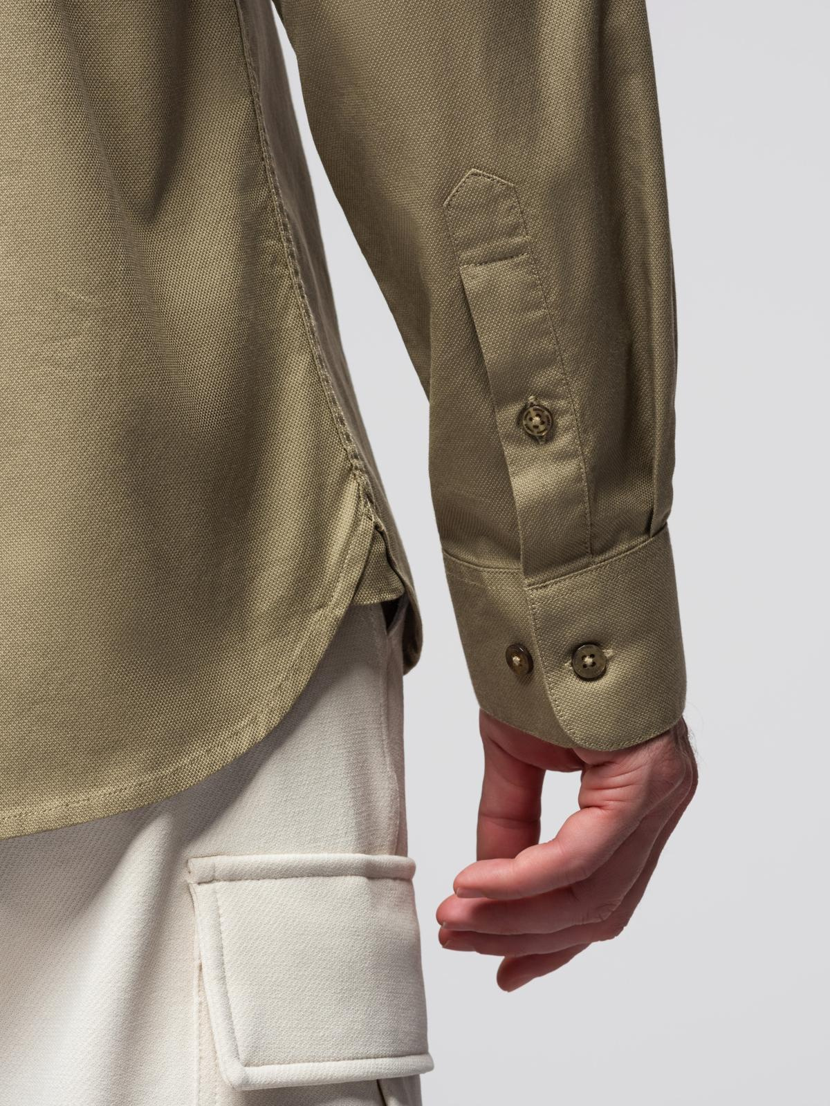 Ombre Men's cotton shirt with pocket REGULAR FIT - olive
