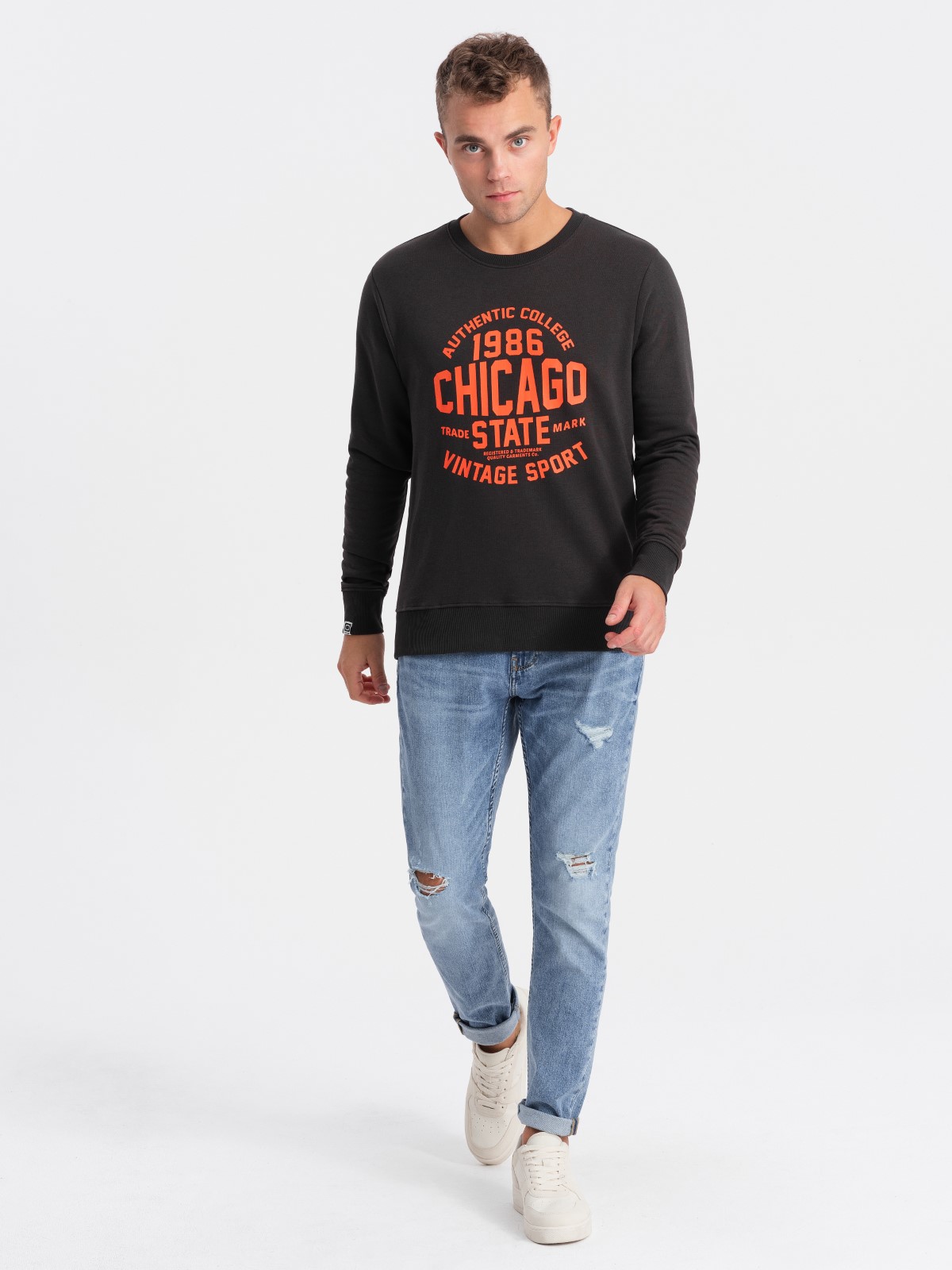 Ombre Men&#039;s collegiate print sweatshirt - dark brown