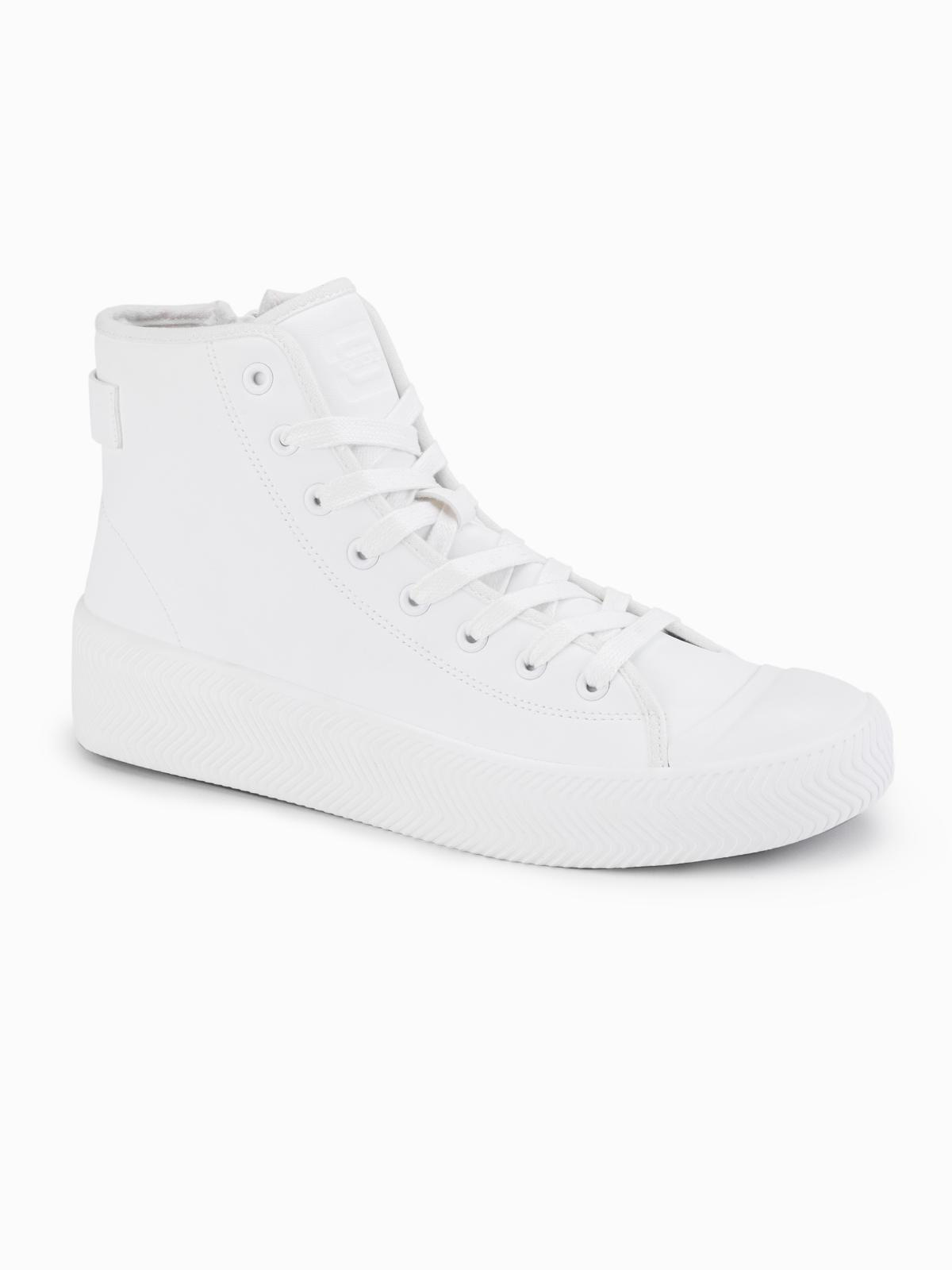 Ombre Mens high-top sneakers with zipper for easy on - white