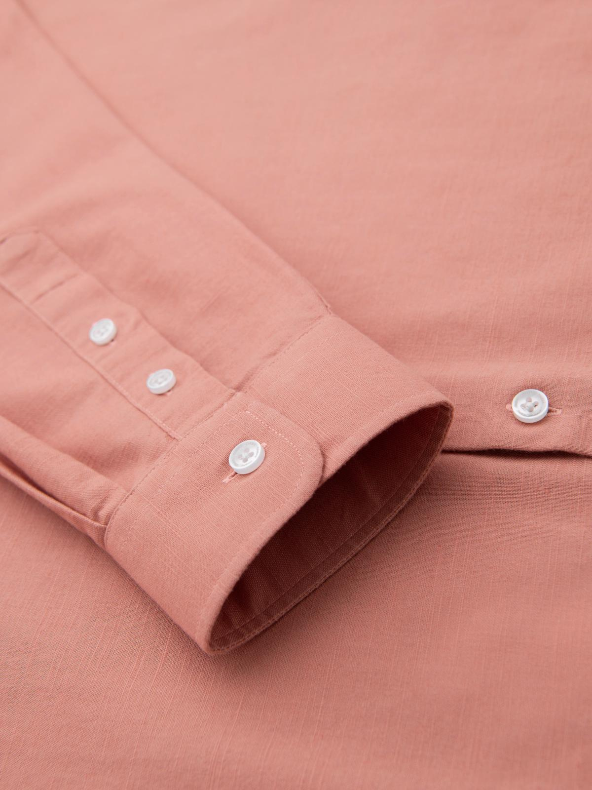 Ombre Men's linen shirt with collar and pocket REGULAR FIT - peach