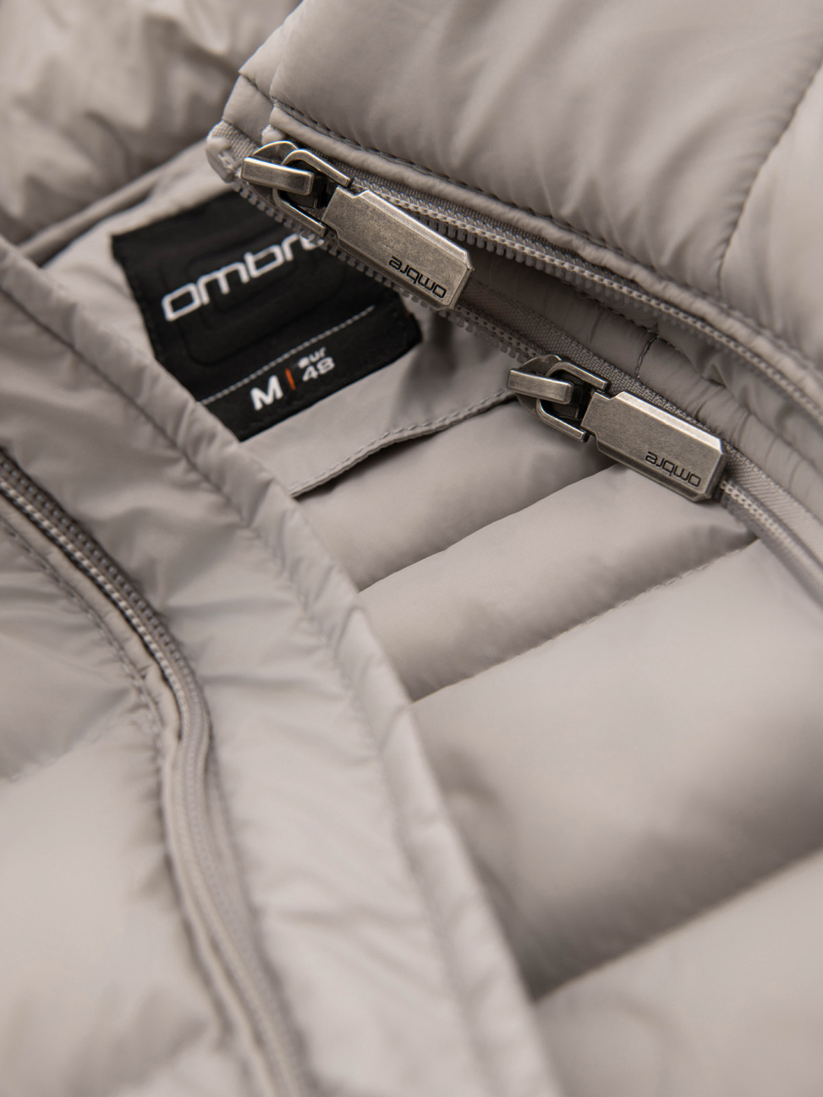 Ombre Men&#039;s quilted jacket with two fasteners - light grey