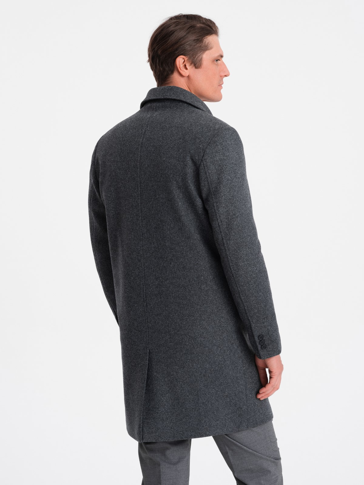 Ombre Men's double-breasted lined coat - graphite