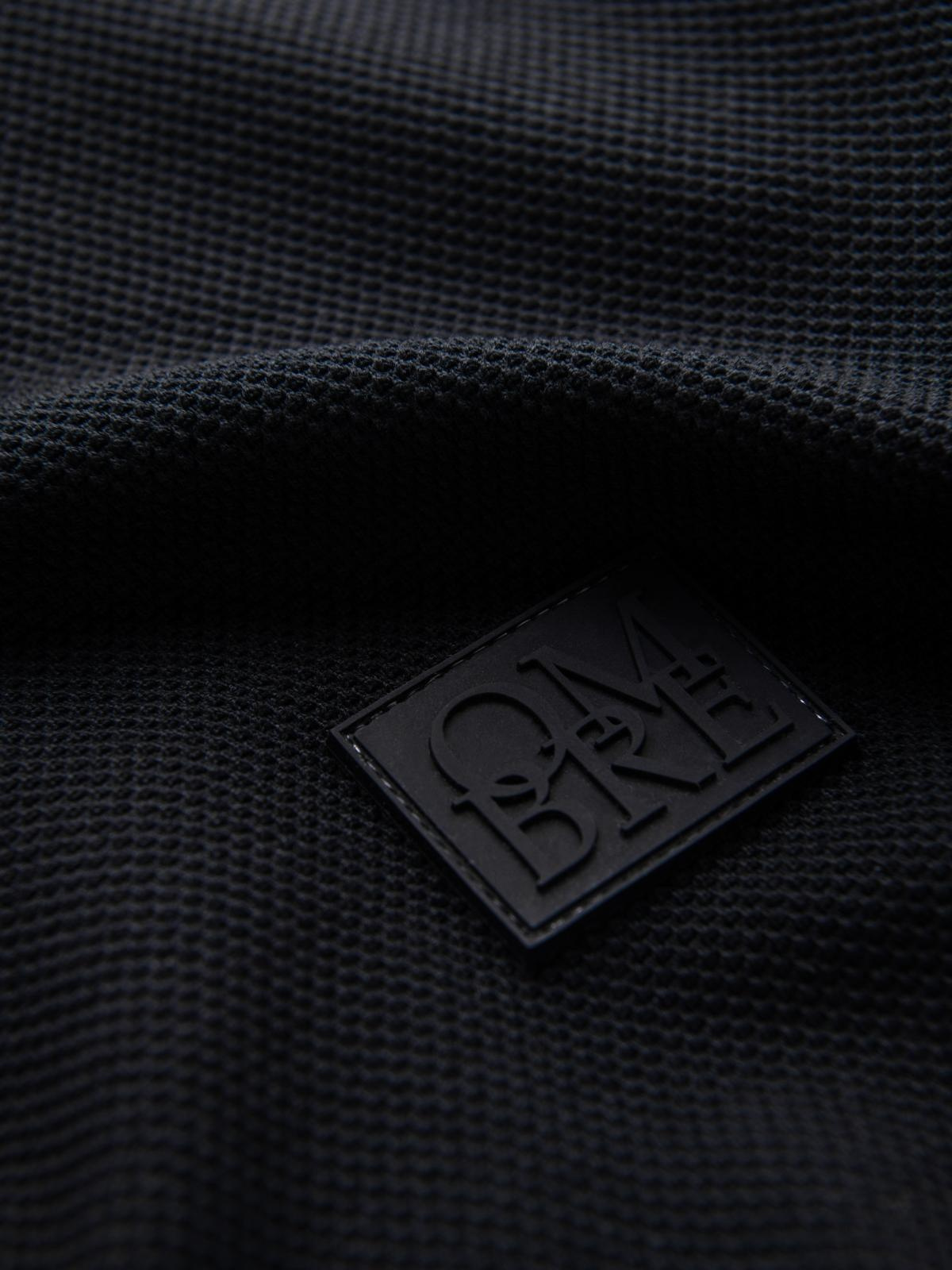 Ombre Structured men's polo longsleeve with patch - black