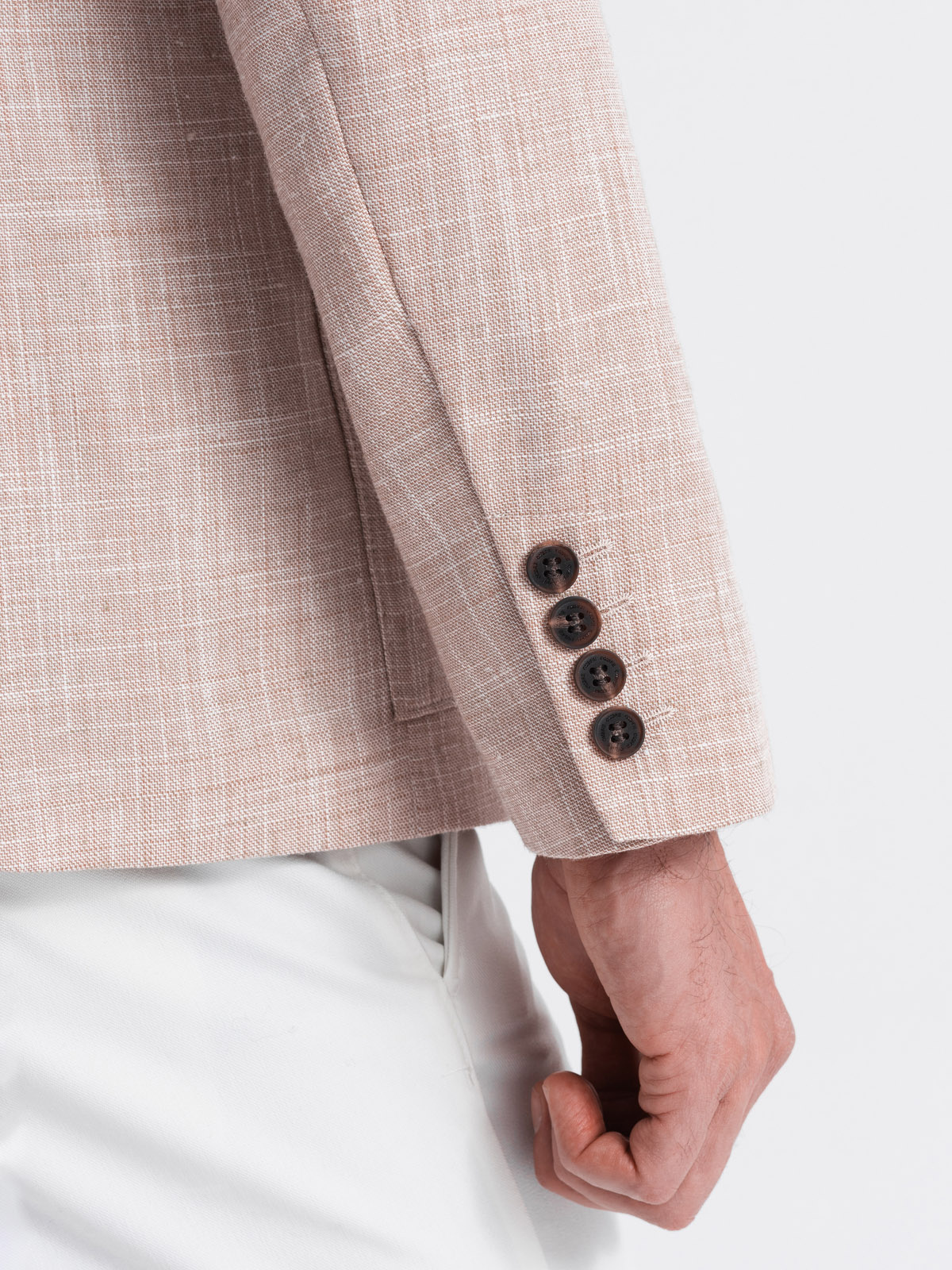 Ombre Men&#039;s REGULAR cut jacket with linen - light beige