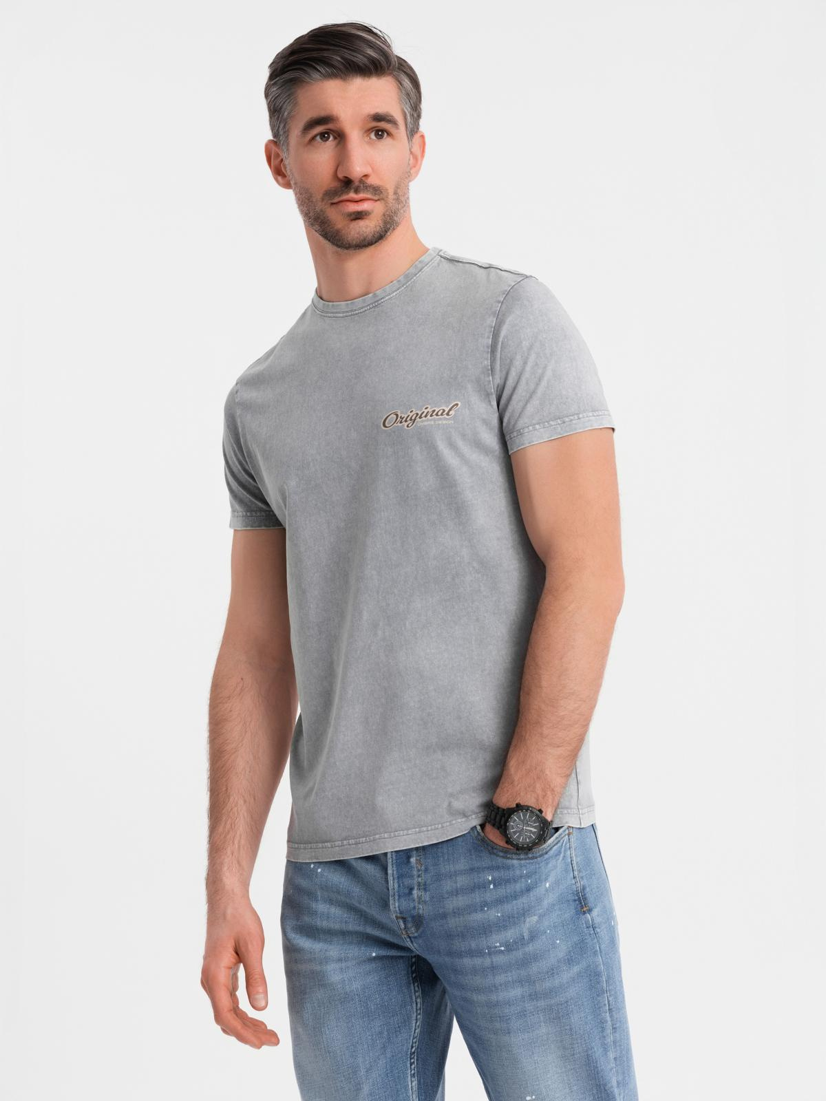 Ombre Cotton t-shirt printed on chest and back - gray